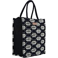 Ecotara Premium Quality Eco Friendly Jute Lunch Bag for Men & Women with Bottle Holder - Black