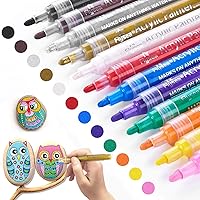 Acrylstifte Marker Stifte, 12 Farben Premium Wasserfest Paint Marker Set Wasserfest Permanent Art Filzstift Acrylic…