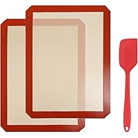 GWHOLE Backmatte Silikon Backunterlage Teigschaber Set Antihaftbeschichtet 40 x 30 cm