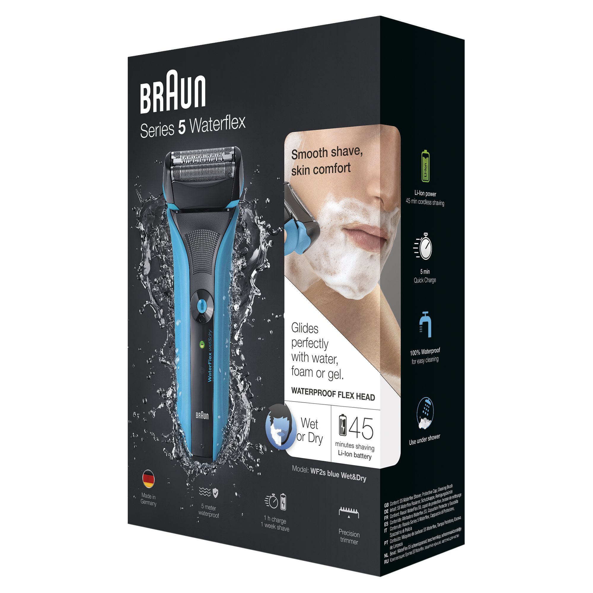Braun-Series-5-WaterFlex-WF2s-Afeitadora-elctrica-para-hombre-de-lamina-en-seco-y-mojado-mquina-de-afeitar-barba-inalmbrica-y-capuchn-protector-color-azul