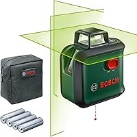 Bosch Kreuzlinienlaser AdvancedLevel 360 (Horizontale 360°-Laserlinie, zwei vertikale Linien und Lotpunkt unten, grüner…
