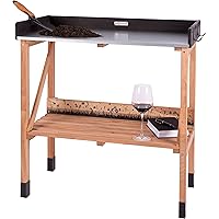 WONDERMAKE Pflanztisch aus Kirschbaum Holz wetterfest für Garten Balkon, Premium Gärtnertisch groß mit verzinkter…