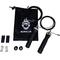 Burnlab Pro Anti Slip Adjustable Skipping Rope Suitable for Gym, Crossfit, Double Unders, Speed Jumping, Boxing, Cardio and Weight Loss - for Men and Women (Power (Black))