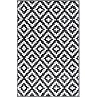FH Home Indoor/Outdoor recyceltem Kunststoff Bodenmatte/Teppich - reversibel - Wetter und UV-beständig - Aztec - Black…