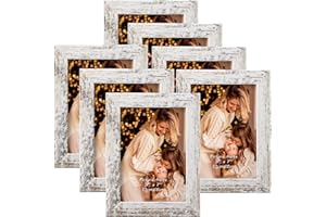 PETAFLOP 7er Set Bilderrahmen 13x18 CM, Vintage-Weiß, Wand- und Tischbilderrahmen, geeignet für den Einsatz in Wohnungen, Büros und mehr