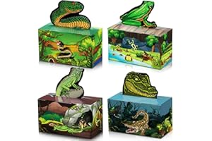 NEZYO 24 Pcs Reptile Birthday Party Supplies Snake Party Decorations Lizard Frog Crocodile Boxes for Jungle Baby Shower Birthday, 4.8 x 2.4 x 6.3 Inch