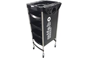 Crisnails® Carrito con Ruedas para Peluquería, Barbería, Perfumería, Cosméticos, Salón, Tienda de Tatuaje, Manicura y Pedicura, CR-35 Negro
