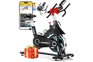 ‎WENOKER WENOKER Heimtrainer Fahrrad mit App, Leises Hometrainer Fahrrad Mit Gebogenem Griff, Bequem Ergometer Heimtrainer mit LCD-Display, Tablet-Halterung, Bis 160KG