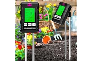 GLORHA 6-in-1 Soil Moisture Meter, Digital Soil Tester kit with LCD Display - Moisture/PH/Fertility/Temperature/Light/Humidity Sensor Meter for Gardening Farming Indoor Plants & Vegetable Gardens
