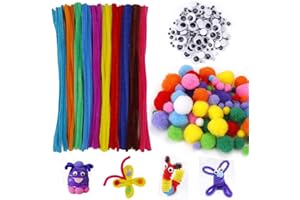MengH-SHOP Zestaw "zrób to sam" Art Supplies Jumbo do majsterkowania, zestaw do czyszczenia fajek, pompony Googly Wiggle Eyes dla dzieci, "zrób to sam", 500 sztuk