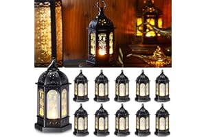Threan Ramadan Lantern Lights LED Eid Mubarak Lantern Ramadan Gifts for Kids, Ramadan Decorations for Home Table Wall Eid Centerpieces Decor(Black Castle, 6 Pcs)