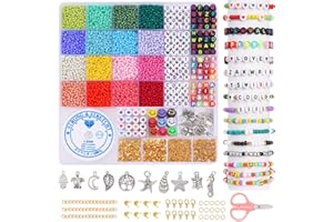 BLINGFUN 8100pcs perles pour bracelet, Diy alphabet bracelet d'amitié，Perles à enfiler Set pour enfants Fêtes, pour anniversaires,Faire soi-même Collier artisanat Cadeau pour jeunes filles