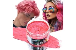 RUIBAVYA Cire Colorante Cheveux Rose Coloration Temporaire Cheveux pour Hommes et Femmes Cire Colorante Lavable DIY Gel Colorant Cheveux pour Halloween FêTes de NoëL Cosplay
