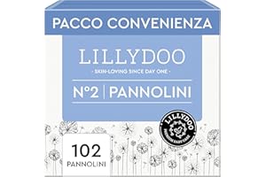LILLYDOO Skin-Friendly Nappies - Size 2 (4+ kg), Stock Pack (102 Units), Leak Protection, Soft, Fragrance & Lotion Free & Dermatologically Tested