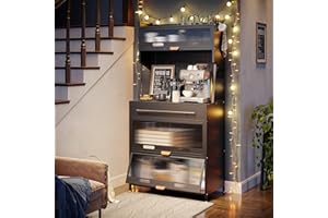 NETEL mobile cucina con cassetti, mobile cucina dispensa, mobiletto cucina salvaspazio,mobiletto macchina caffe, standing baker's racks, Nero, 80x42x168cm