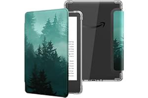 MoKo Case for 6" All-New Kindle (11th Generation-2022 Release), Ultra Clear Soft Flexible Transparent TPU Back Cover Light Shell with Auto Wake/Sleep for Kindle 11th Generation 2022, Green Forest