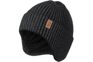 Wmcaps Winter Beanie with Earflap for Men Women, Thick Fleece Lined Soft Thermal Warm Unisex Knit Hat Woolly Hats for Outdoor Activity Gifts for Men Husband Dad Him