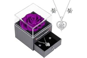 EAPRALA Regalos para Ella,Rosa Eterna con Conjunto de Joyas Te Amo para Siempre Un PRegalo Mujeres, Ideas de Regalos para Mamá, Regalo de Cumpleaños,Regalo Aniversario Mujer
