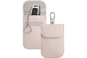 Teskyer 2 Pack Faraday Pouch for Car Keys, Keyless Car Key Signal Blocker Pouch, Rfid Key Pouch, Beige