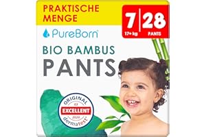 ‎PUREBORN PureBorn Baby Premium Windeln Pants, Höschenwindeln, Größe 7 (17+ kg), 28 Stück, Optimaler Schutz für Tag und Nacht, Dermatologisch getestet, Ultraweich, Hautfreundlich