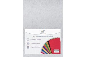 HABERCRAFTS A4 Silver Glitter Card Glitter Paper Non Shed Sparkle Craft Sheets Sparkle Card 250gsm Bling Crafting Card Glitter Cardstock Acid Free Card Making Scrapbooking Arts & Crafts (Silver - 5 Sheets)