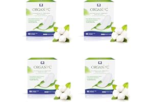 ‎ORGANYC Organyc, Hygienebinden mit Flügeln für die Nacht aus 100% zertifizierter Bio-Baumwolle - 4 Packungen zu je 10 Stück (Insgesamt 40 Stück)