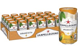 Sanpellegrino | Orangen Limonade | Aranciata | Hoher Fruchtanteil 20% frisch gepresster Orangen | Leicht herbe Geschmacksnote | Ideal für unterwegs | 24er Pack (24 x 0,33l) Einweg Dosen