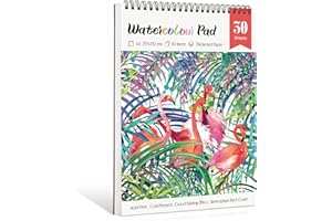 NAKIYO Watercolour Paper A4, 30 Sheets Watercolour Sketchbook Drawing Pad, 220GSM Acid Free Textured Paper, Art Supplies for Artist, Cold Pressed Art Pad for Teens Kids Student Adults-Flamingo