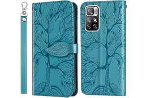 Rostsant Handyhülle für Xiaomi Redmi Note 11 4G / Redmi Note 11S Geprägter Baum PU Leder Hülle Brieftasche Tasche Hülle für Xiaomi Redmi Note 11S / Xiaomi Redmi Note 11 4G - Blau