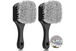 CroBlissful 2 Pcs Bird Bath Cleaning Brush Hard Bristle Stiff Bristle Brush with Plastic Handle Utility Scrub for Bird Feeder Bath Accessories Fountain Outdoor Cleaning(Gray)