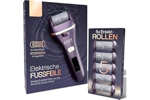 Essy Lima Eléctrica Pies Durezas Exfoliante Callos para Pies Electrico Pedicura Lima Pies Durezas Recargable Profesional Pulidor de Callos Cuidado Talon con 5 Rodillos de Recambio (Morado)