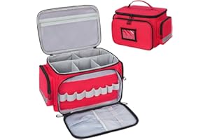Jamiukro Trousse d'urgence Vide pour infirmière, Sac de Médecine, Portable Sac médical de Voyage, Organisateur de Pilule pour Travail, Voiture, Maison, Bureau, Voyages (Rouge)
