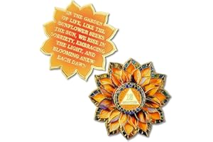 IELCJJ Sunflower 18 Monate Nüchternheitsmünze – bunte Glasmünzen aus zerbrochenem und wiederaufgebautem AA – 18 Monate Sucht NA AA Chips und Medaillons – 1–20 Celebrate Living Clean Alcoholics Anonyme