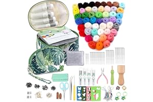 luokefe 304 Pcs Needle Felting Kit, Needle Felting Starter Kit with 50 Colors Wool, Basic Tools and Supplies for Beginners, DIY Crafts Home Decoration