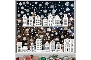INREEME Pegatinas Navidad Ventanas Cristal - 9 Hojas Decoracion Navidad para Ventana y Escaparate, PVC Vinilos Navideños Reutilizables, Blanco Adornos Adhesivos de Natal con Papá Noel, Copos de Nieve