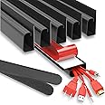J Channel Kabelkanal Set - Kabel Organizer für Schreibtisch - 6x 41cm Schwarz Untertisch Kabelmanagement für Büro und Zuhause