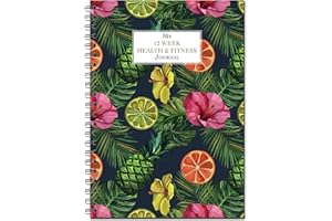 CHERRY PRINTERS Cherry Journal de santé et de fitness 12 semaines/suivi des aliments et des exercices avec couverture en forme de fruits et fleurs sur papier premium 120 g/m² A5 (210 x 148 mm) 55 feuilles double face