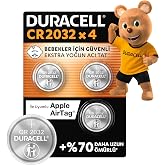 Duracell CR 2032 Lityum D&uuml;ğme Pil (4&rsquo;l&uuml; paket) 3V, (CR2032)