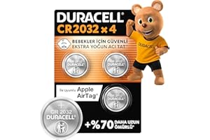 Duracell CR 2032 Lityum Düğme Pil (4’lü paket) 3V, (CR2032)
