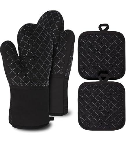 5er Set Topflappen & Ofenhandschuhe – Hitzebeständig Bis 242°C, Mit Erdbeermuster