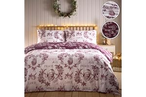 CHARLOTTE THOMAS Simply Charlotte - Set di biancheria da letto matrimoniale con copripiumino e federe, motivo natalizio, colore: viola