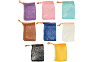 GUTERTOP Pack of 8 Soap Bags for Solid Soap with Drawstring, Nylon Soap Bags for Solid Soap, Soap Bag for Showering, Mesh Bag for Foaming and Drying Soap (8 Colours)