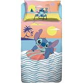Stitch - Disney Single Bed Sheet Set, Flat Sheet, Fitted Sheet, Pillowcase, Blue, Disney, 100% Cotton, Official Product