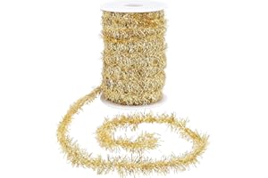 ‎PH PANDAHALL PH PandaHall 18.2m Goldene Lametta-Girlande, Weihnachtsgirlande Dünne Glitzer Lametta Metallic Urlaub Lametta Girlande Dekor für Weihnachtsbaum Geburtstagsfeier Hochzeit Dekorationen Zubehör