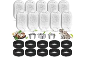 HAIZIBO 20 Packs Filtre Fontaine Chat, Filtre à Charbon 10 Pièces Et Une éponge en Mousse 10 Pièces, Filtre en Mousse De Remplacement Filtre pour Fontaine à Eau pour Chat.
