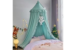 HUOQOU Betthimmel für Mädchen Prinzessin Runder Kuppel Kinder Träumendes Moskitonetz Bettwäsche Mädchenzimmer Schloss Spielzelt Hängendes Haus Dekor Leseecke Baldachine(Grün)