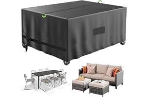 Neuradical Garden Furniture Cover - Waterproof Patio Sofa Covers, Oxford Fabric Cover for Outdoor Table & Chairs, Outside Cube Rattan Set Covers with Air Vent, Anti-UV - Tear Resistant 200x200x90cm