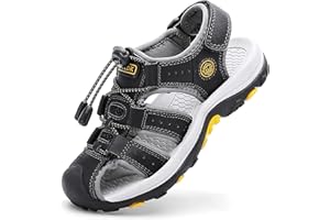 ZYLDK Unisex-Kinder Sandalen Leder für Jungen Mädchen Strand Geschlossene Wandersandale Trekkingsandalen Sport- Outdoor Sommer Atmungsaktive Freizeitschuhe Wanderschuhe 28-37 EU