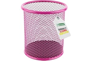 ‎LEVIATAN LEVIATAN Metall Stifteköcher - Stiftehalter rund aus Drahtmetall - Mesh Multifunktions Becher für Kugelschreiber - Stifte Halter für Büro/Schule Ø91 mm, Rosa