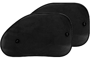+PWR Car Parts 2 Cortinillas Laterales Triple Capa Negras Microperforadas Plegables 65 x 38 cm. Protege el Interior del Coche de los Rayos del Sol. 100% poliéster